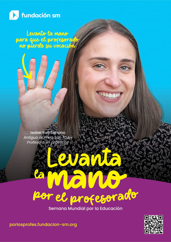 Cartel de la campaña Levanta la mano por el profesorado.